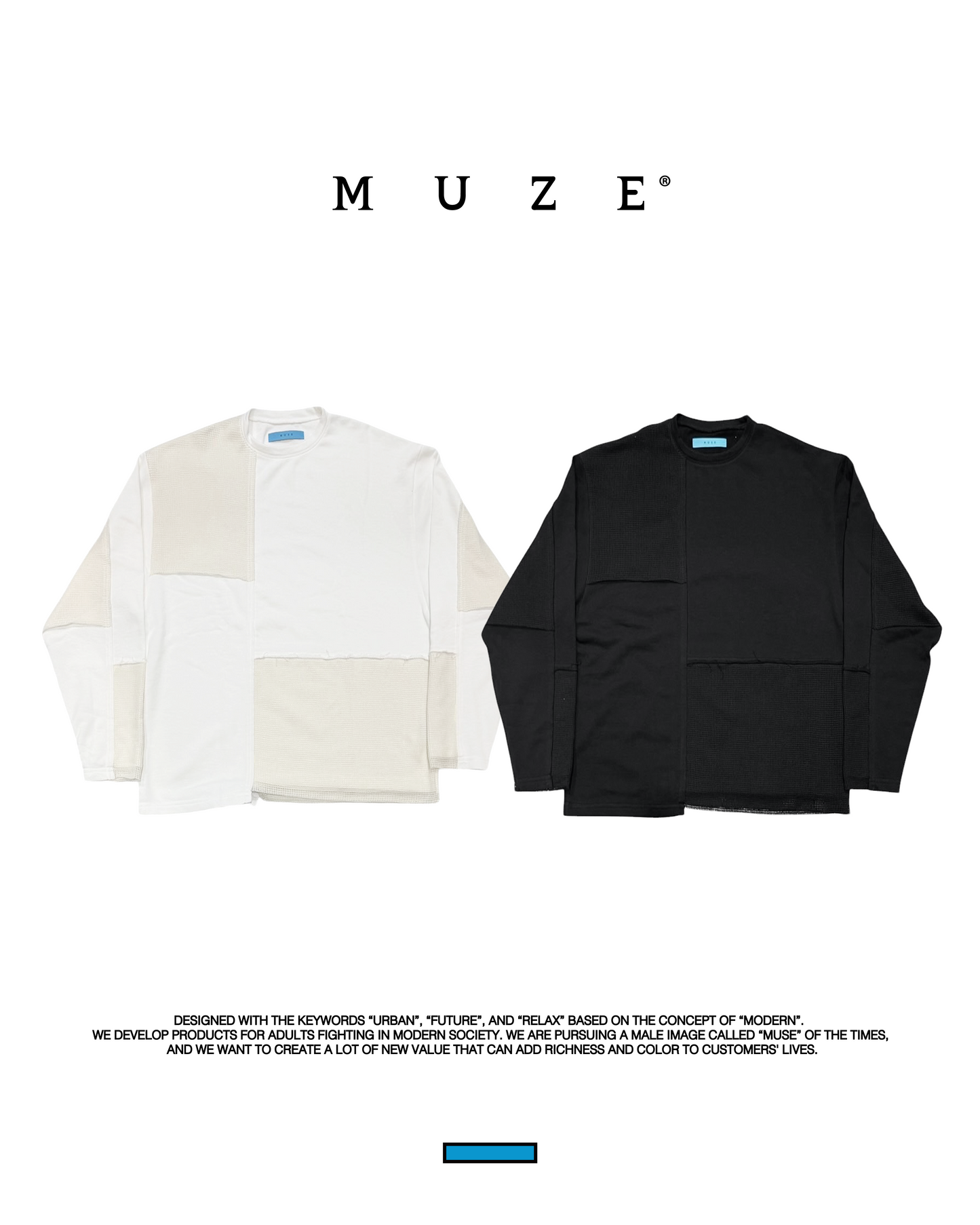 MUZE®︎ TURQUOISE LABEL -【MESH PANEL SWITCHING SW PO(WHITE)】ミューズ メッシュ パネル スウィッチング スウェット ホワイト
