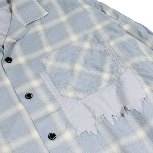 MUZE TURQUOISE LABEL -【RAYON OMBRE CHECK SHIRT(BLUE)】ミューズ レーヨン オンブル チェック シャツ ブルー
