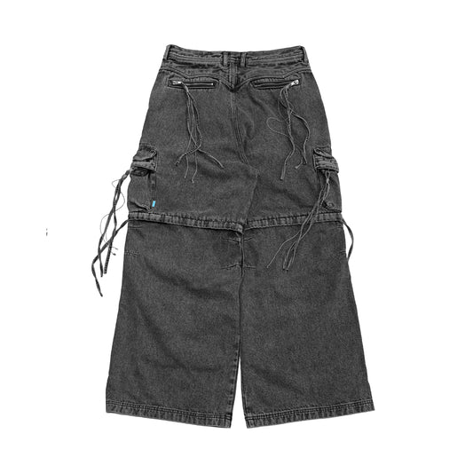 MUZE TURQUOISE LBEL × FACCIES - 【MULTI-POCKET DENIM CARGO(CHARCOAL) 】ミューズ ファッチーズ マルチポケット カーゴ デニム チャコール