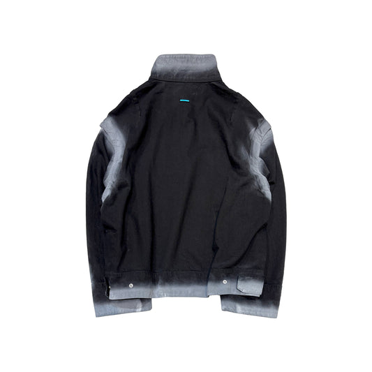 MUZE TURQUOISE LABEL -【2WAY SPRAY DENIM ZIP BLOUSON(BLACK)】ミューズ スプレー デニム ジップ ブルゾン ベスト ブラック