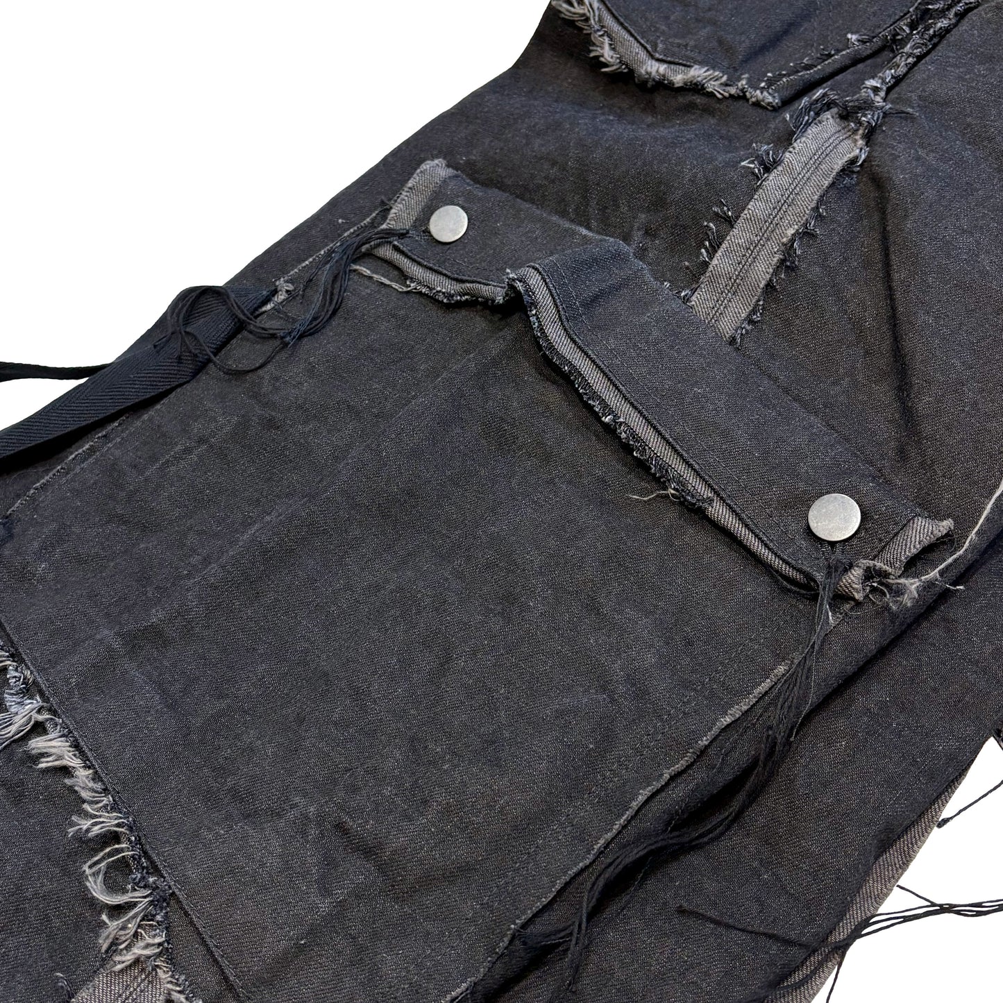 MINUS -【Slash Seam Twist Cargo Jeans(NOIR)(AGED BLACK)】マイナス スラッシュ ツイスト カーゴ ジーンズ ブラック