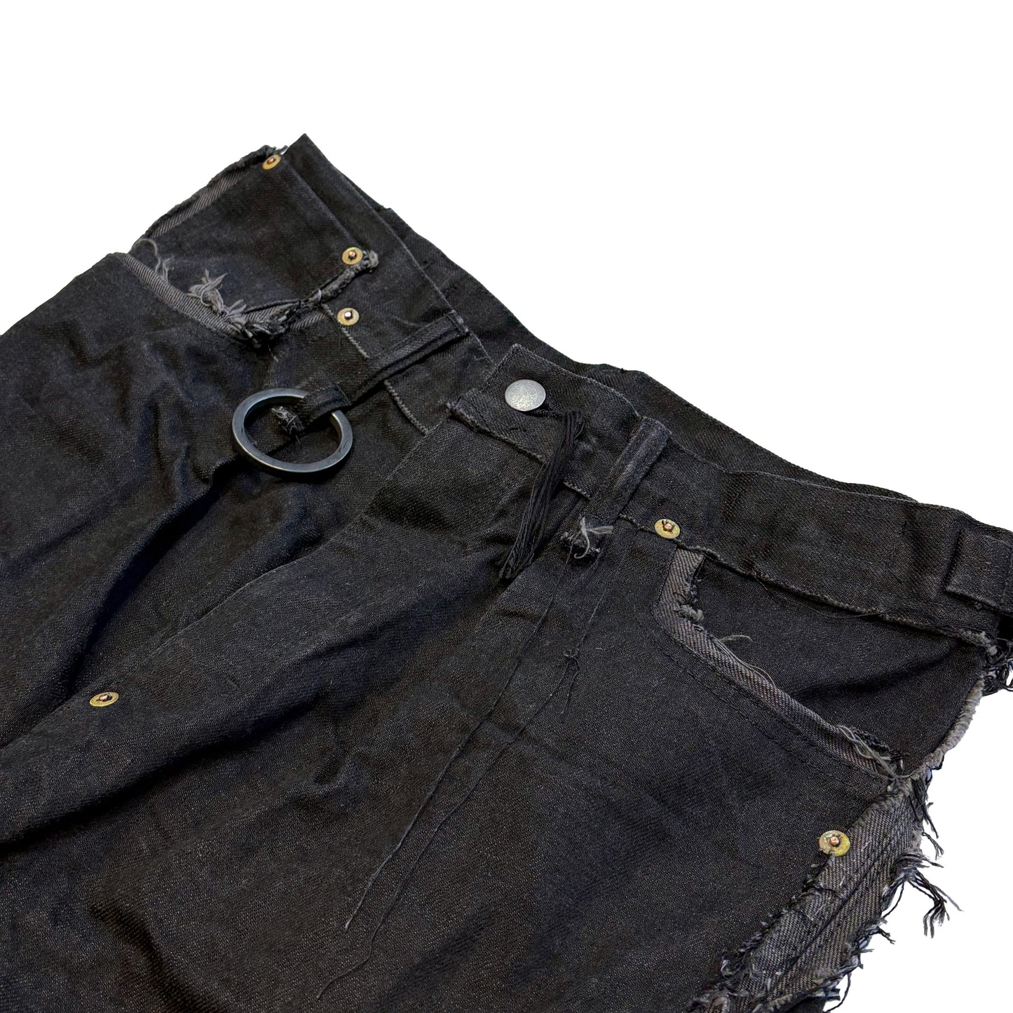 MINUS -【Slash Seam Twist Cargo Jeans(NOIR)(AGED BLACK)】マイナス スラッシュ ツイスト カーゴ ジーンズ ブラック