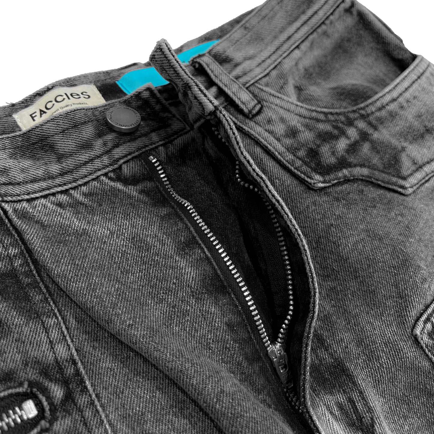 MUZE TURQUOISE LBEL × FACCIES - 【MULTI-POCKET DENIM CARGO(CHARCOAL) 】ミューズ ファッチーズ マルチポケット カーゴ デニム チャコール