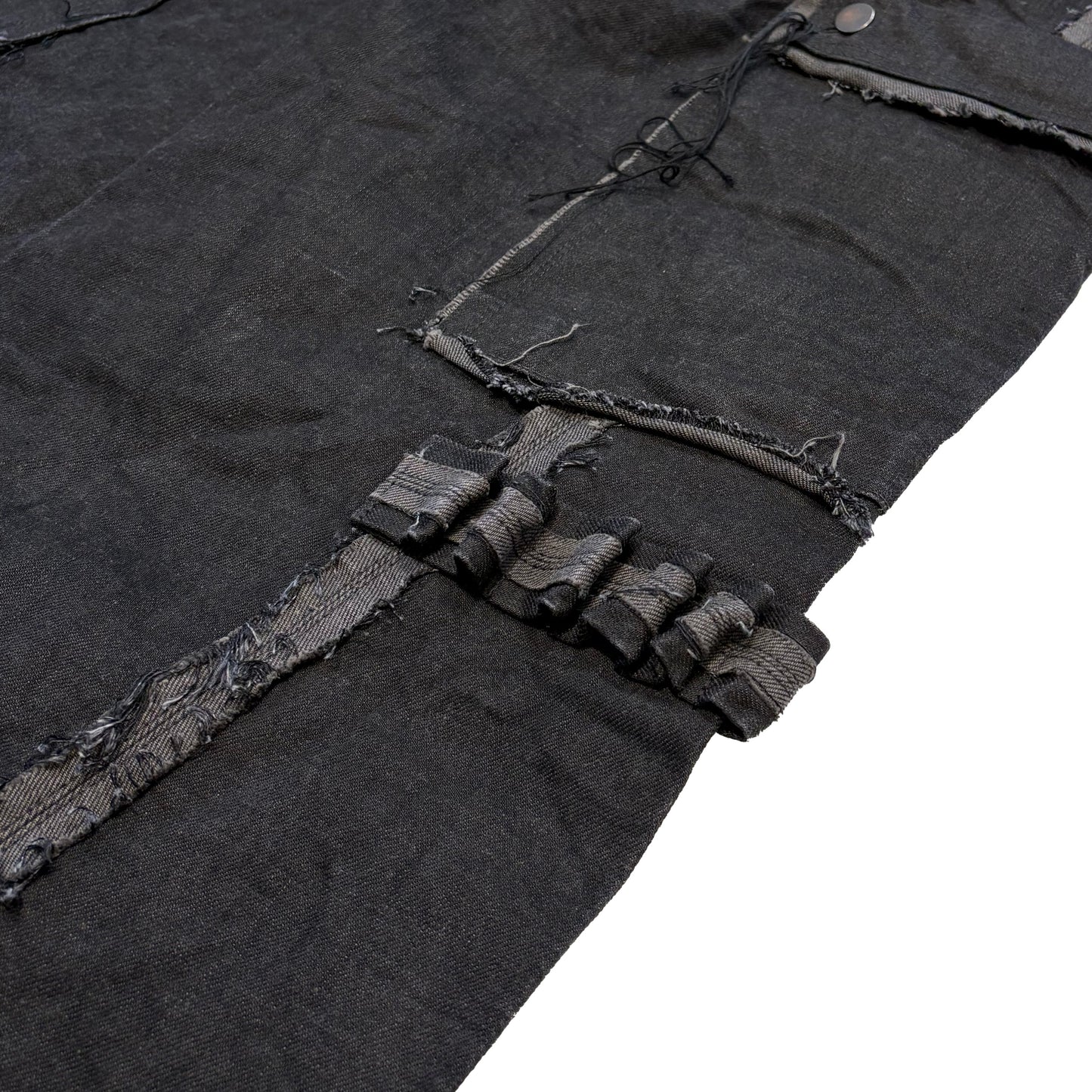 MINUS -【Slash Seam Twist Cargo Jeans(NOIR)(AGED BLACK)】マイナス スラッシュ ツイスト カーゴ ジーンズ ブラック