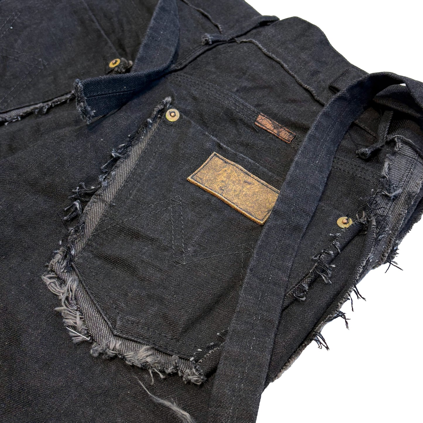 MINUS -【Slash Seam Twist Cargo Jeans(NOIR)(AGED BLACK)】マイナス スラッシュ ツイスト カーゴ ジーンズ ブラック