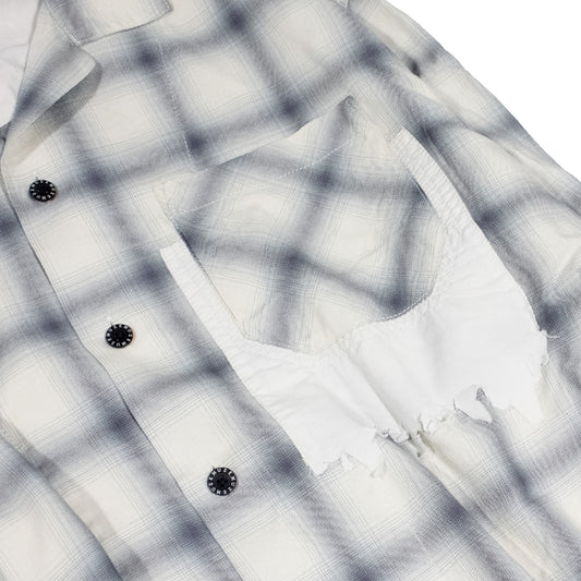 MUZE TURQUOISE LABEL -【RAYON OMBRE CHECK SHIRT(WHITE)】ミューズ レーヨン オンブル チェック シャツ ホワイト