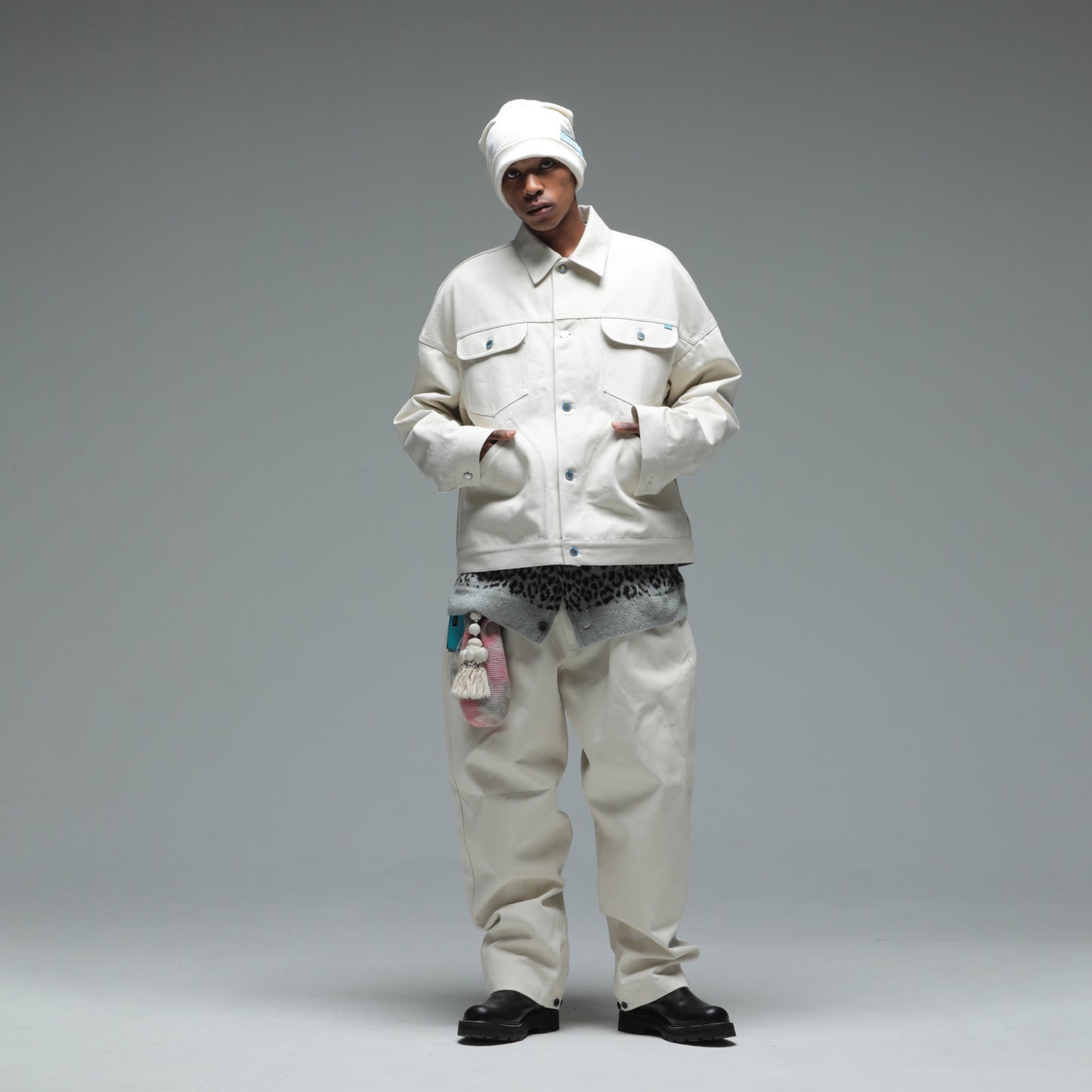 MUZE TURQUOISE LABEL - HEM SLIT WIDE DENIM JACKET(WHITE)ミューズ ヘムスリット デニム ジャケット ワイド ホワイト