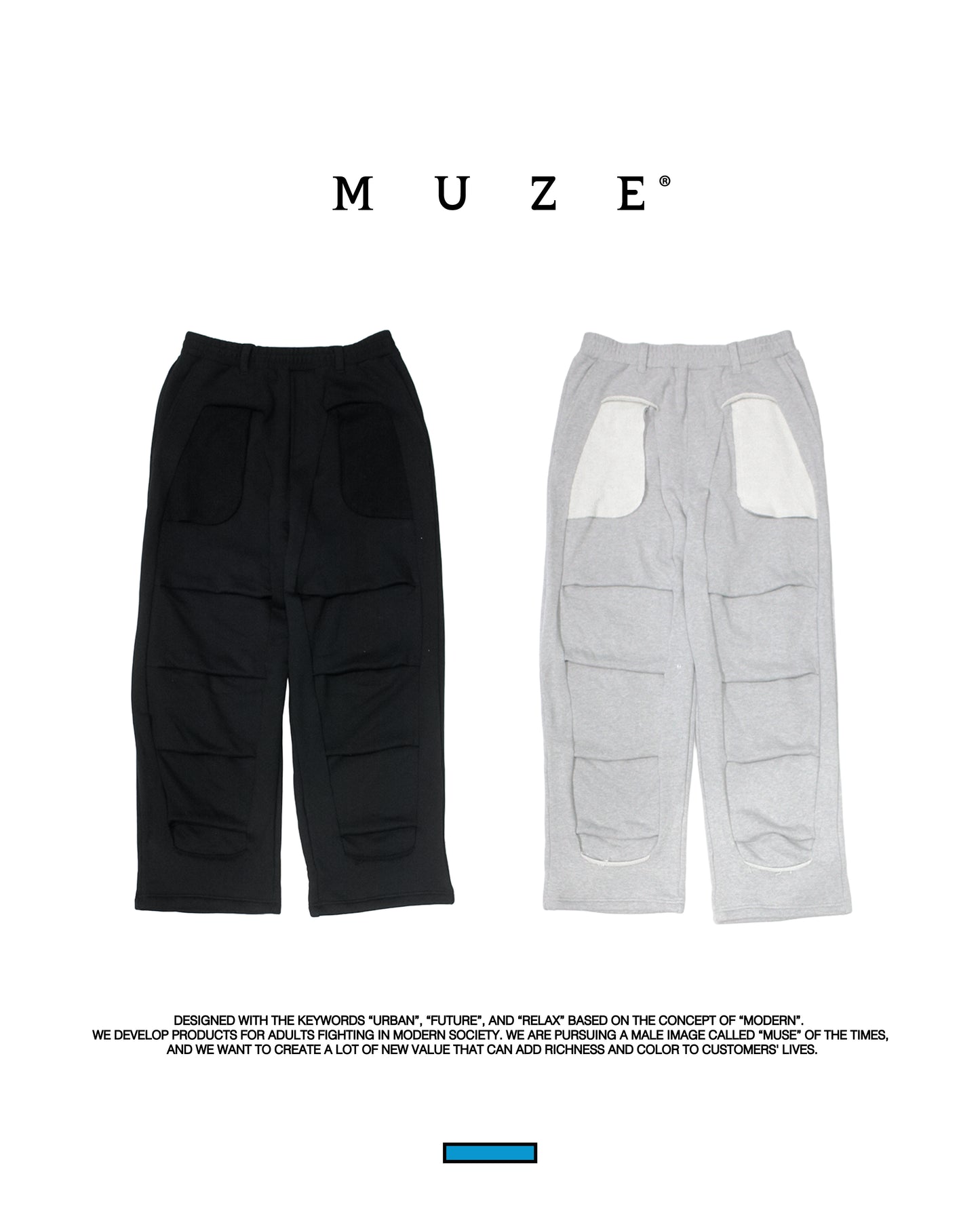 MUZE®︎ TURQUOISE LABEL -【SWEAT 3D TROUSERS(BLACK)】ミューズ スウェット トラウザー ブラック