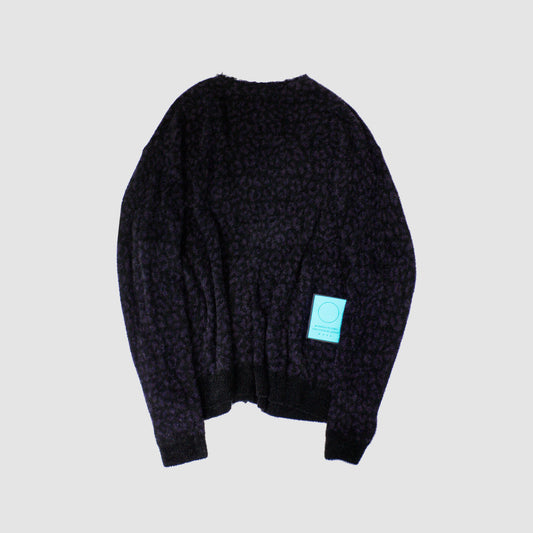 MUZE TURQUOISE LABEL × FACCIES - EX Animal Feather Jqd CD(BLACK)ミューズ 2023年秋冬 ファッチーズ レオパード カーディガン ブラック