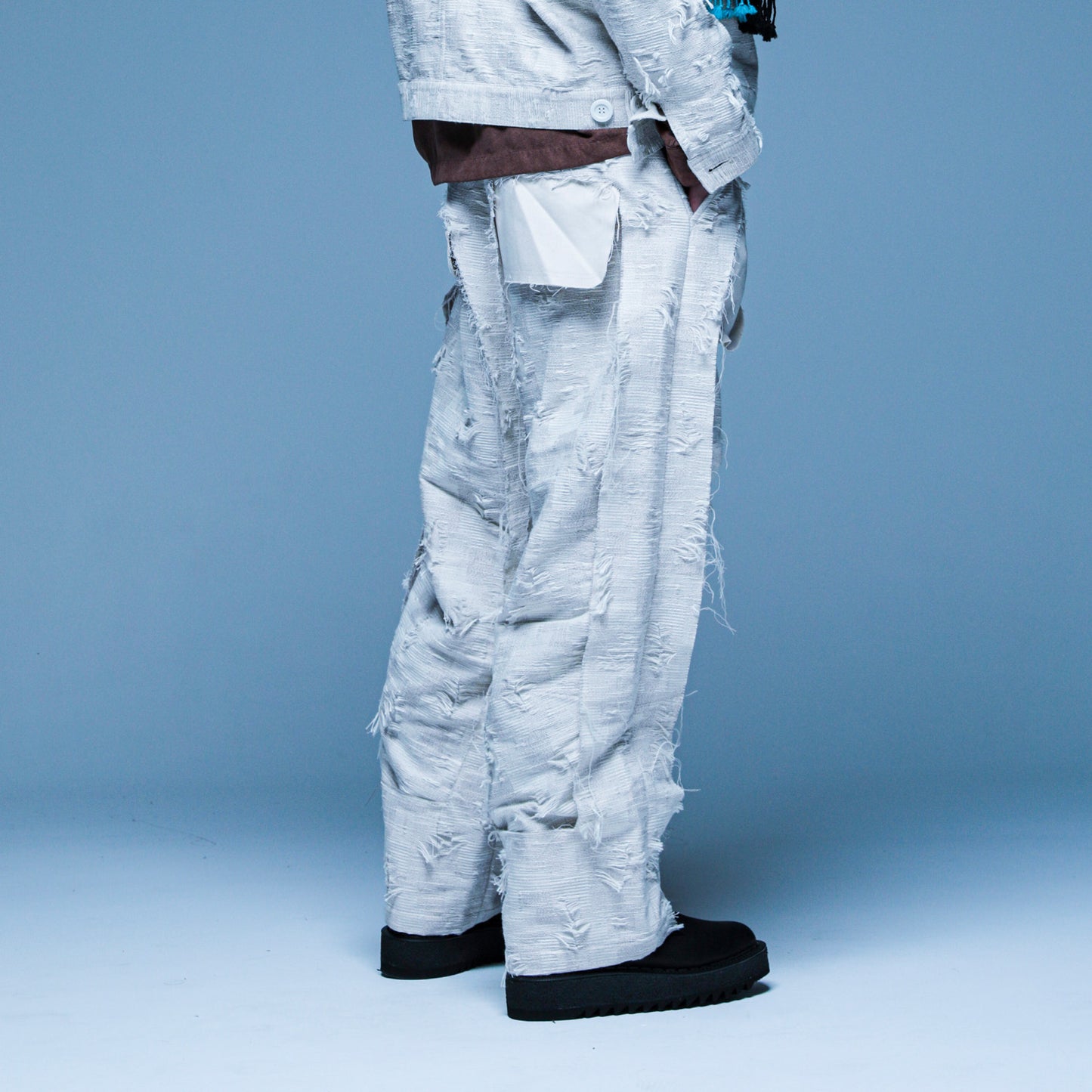 MUZE TURQUOISE LABEL - ×MINUS CUT JACQUARD 3D TROUSERS(OFF WHITE)ミューズ マイナス カットジャガード トラウザー オフホワイト