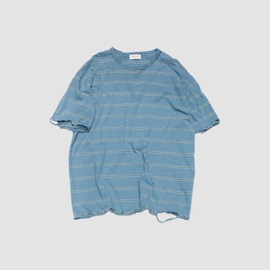 FACCIES - VINTAGE DAMAGE BD LS(BLUE) ファッチーズ ボーダー ロング Tシャツ ダメージ ブルー