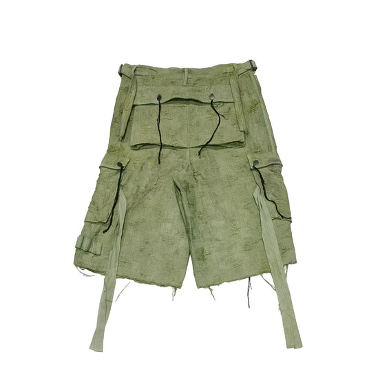 MUZE TURQUOISE LABEL × MINUS -【HBT CROPPED CARGO CRUST BORO(OVER DYE)(KHAKI)】ミューズ マイナス カーゴ クロップド パンツ カットジャガード オーバーダイ カーキ