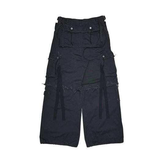 MINUS -【Slash Seam Twist Cargo Pants(AGED TWILL)(AGED BLACK)】マイナス カーゴ パンツ チノ ブラック