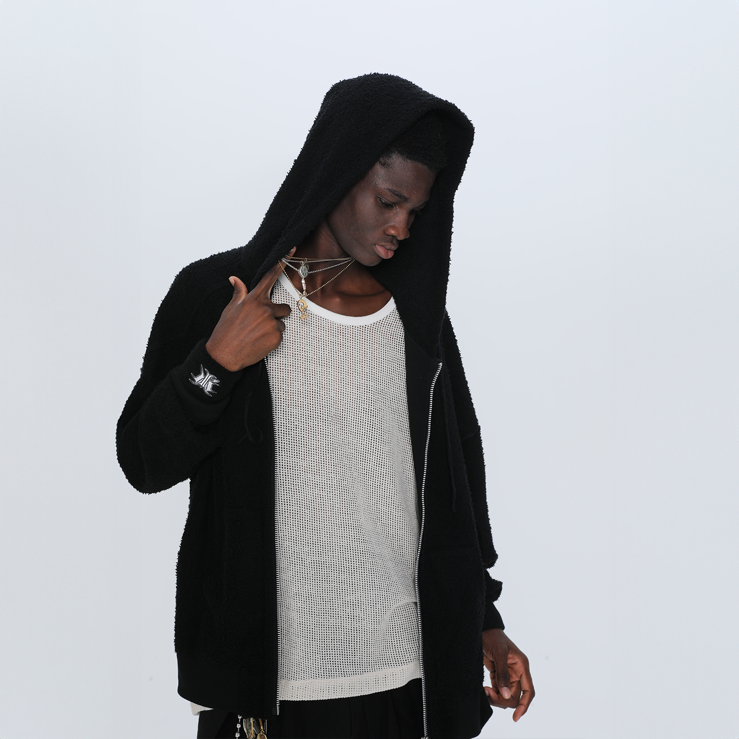 MUZE TURQUOISE LBEL × FACCIES -【LOOPWHEELER SWEAT ZIPUP HOODIE(BLACK)】ミューズ ファッチーズ ジップ パーカー ループウィラー ブラック