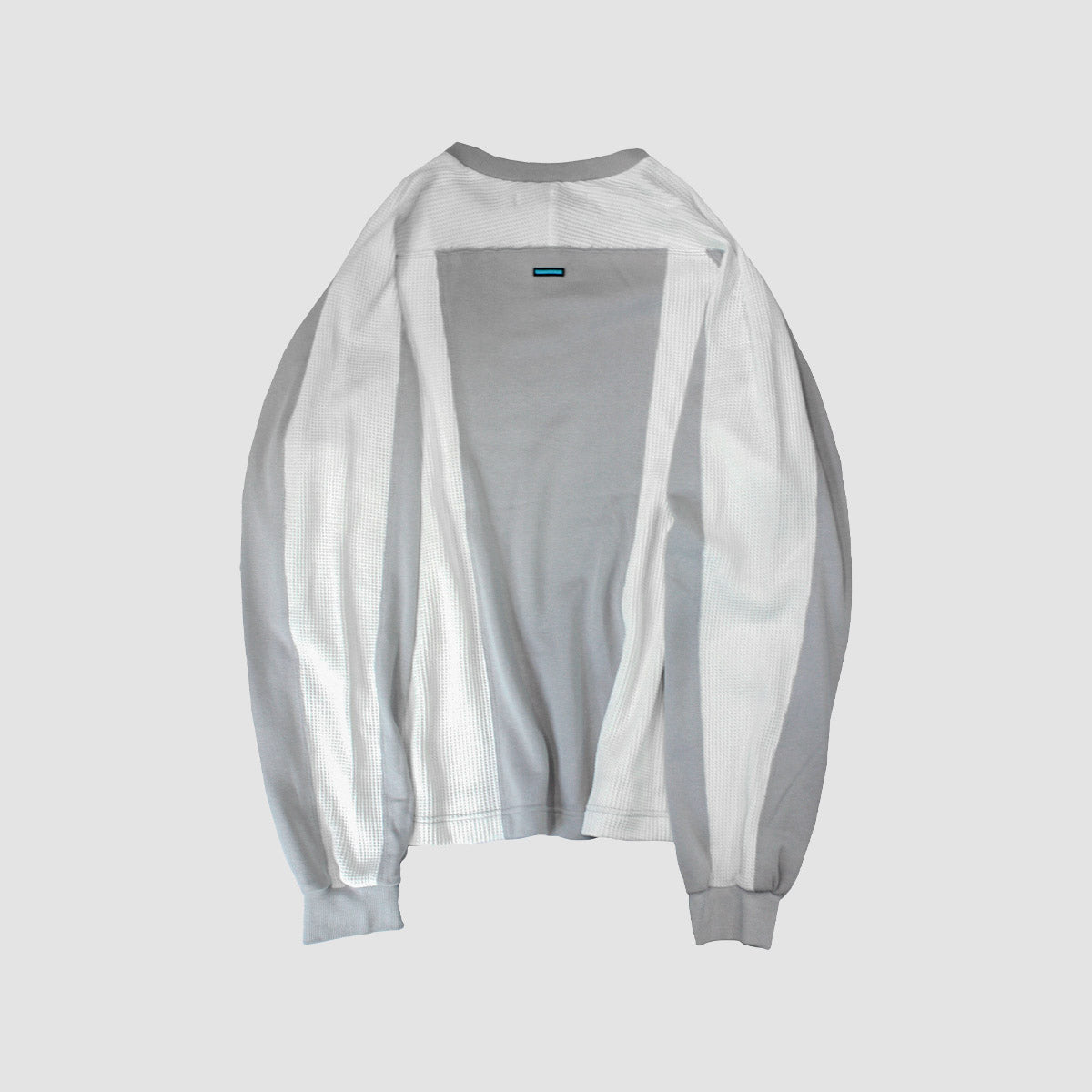 MUZE TURQUOISE LABEL - 【STRIPE HENRY NECK WAFFLE SWEAT】(WHITE×GRAY)ミューズ ヘンリーネック ワッフル スウェット ホワイト グレー