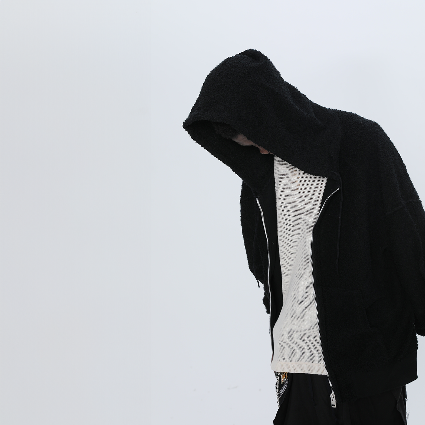MUZE TURQUOISE LBEL × FACCIES -【LOOPWHEELER SWEAT ZIPUP HOODIE(BLACK)】ミューズ ファッチーズ ジップ パーカー ループウィラー ブラック