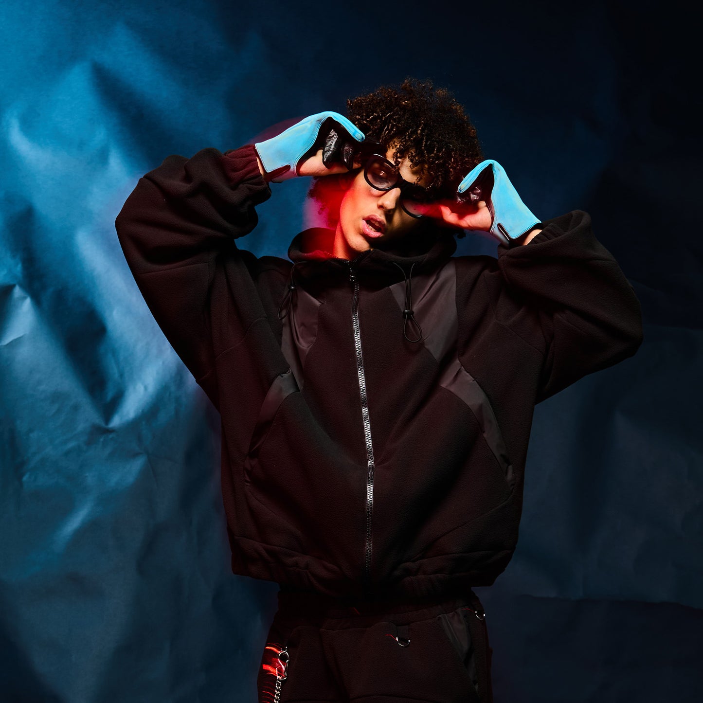 MUZE TURQUOISE LABEL -【HOODED FLEECE BLOUSON(BLACK)】ミューズ フード フリース ブルゾン ブラック