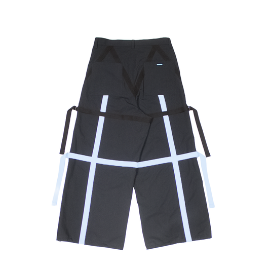 MUZE®︎ TURQUOISE LABEL -【BELTED WIDE TROUSERS(BLACK×BLUE)】ミューズ ベルテッド ワイド トラウザー ブラック ブルー