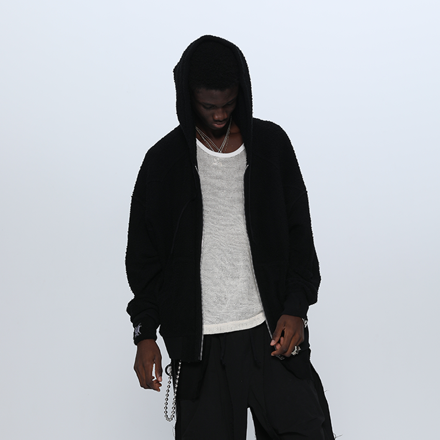 MUZE TURQUOISE LBEL × FACCIES -【LOOPWHEELER SWEAT ZIPUP HOODIE(BLACK)】ミューズ ファッチーズ ジップ パーカー ループウィラー ブラック