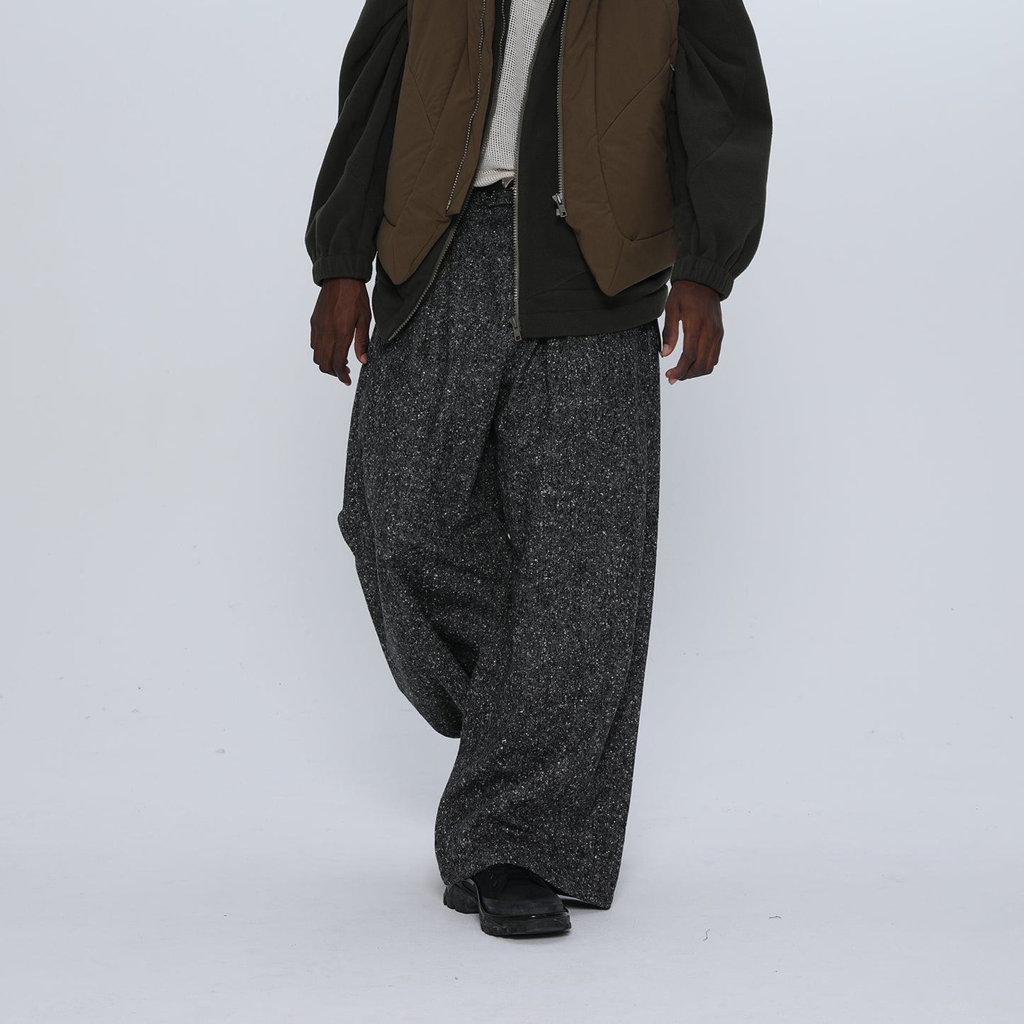 MUZE TURQUOISE LABEL -【OVERSIZED BIG WOOL WIDE TROUSERS(GRAY)】ミューズ オーバーサイズ ビッグ ワイド トラウザー グレー