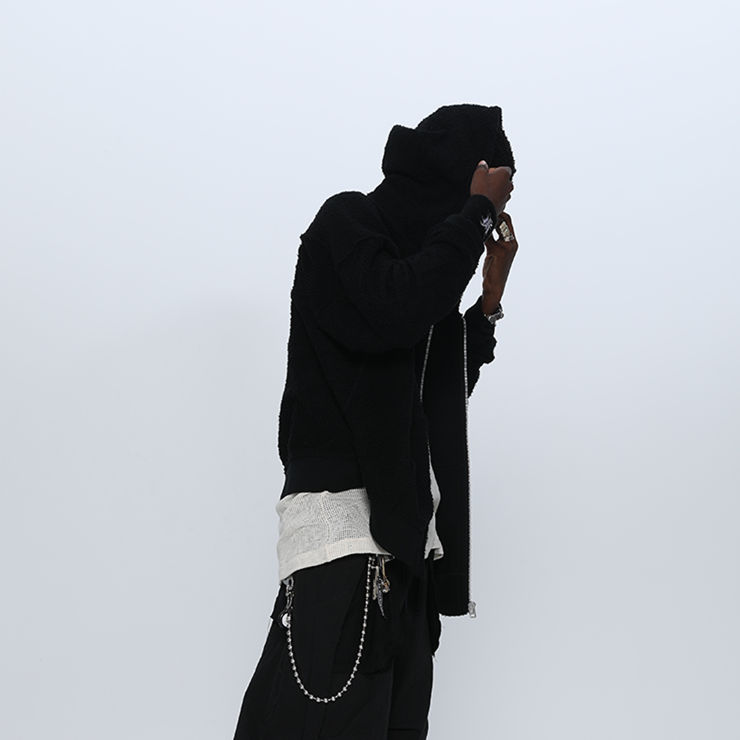 MUZE TURQUOISE LBEL × FACCIES -【LOOPWHEELER SWEAT ZIPUP HOODIE(BLACK)】ミューズ ファッチーズ ジップ パーカー ループウィラー ブラック