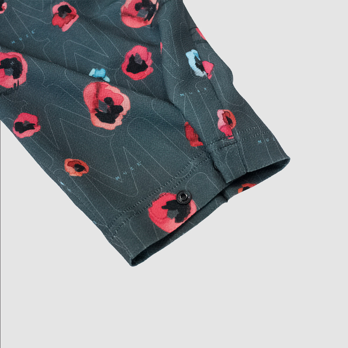 MUZE TURQUOISE LABEL - FLOWER HANDWRITING LOGO EASY PANTS (CHARCOAL GRAY) ミューズ グラフィック パンツ チャコール