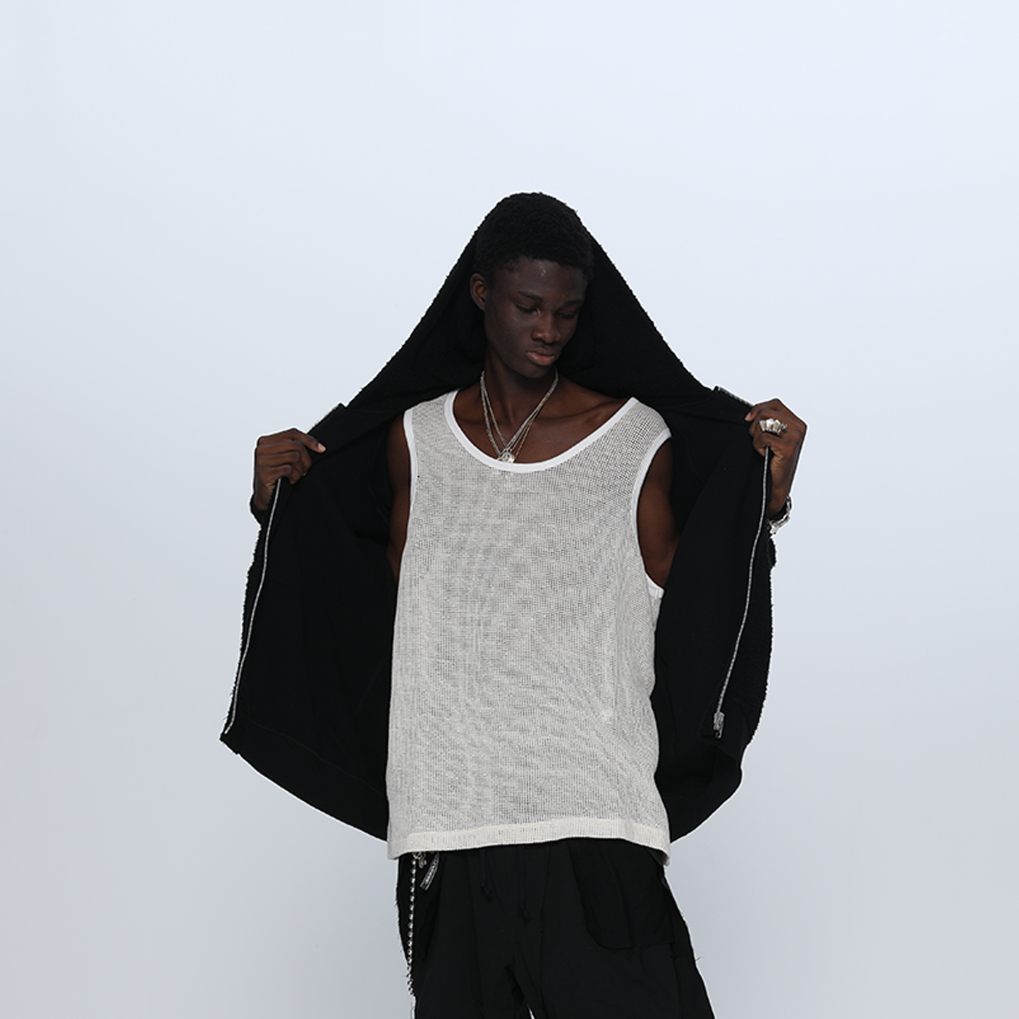 MUZE TURQUOISE LBEL × FACCIES -【LOOPWHEELER SWEAT ZIPUP HOODIE(BLACK)】ミューズ ファッチーズ ジップ パーカー ループウィラー ブラック