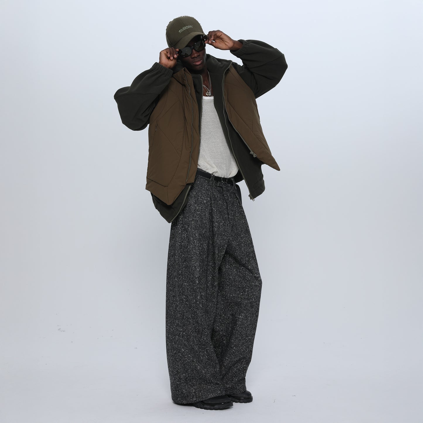 MUZE TURQUOISE LABEL -【OVERSIZED BIG WOOL WIDE TROUSERS(GRAY)】ミューズ オーバーサイズ ビッグ ワイド トラウザー グレー