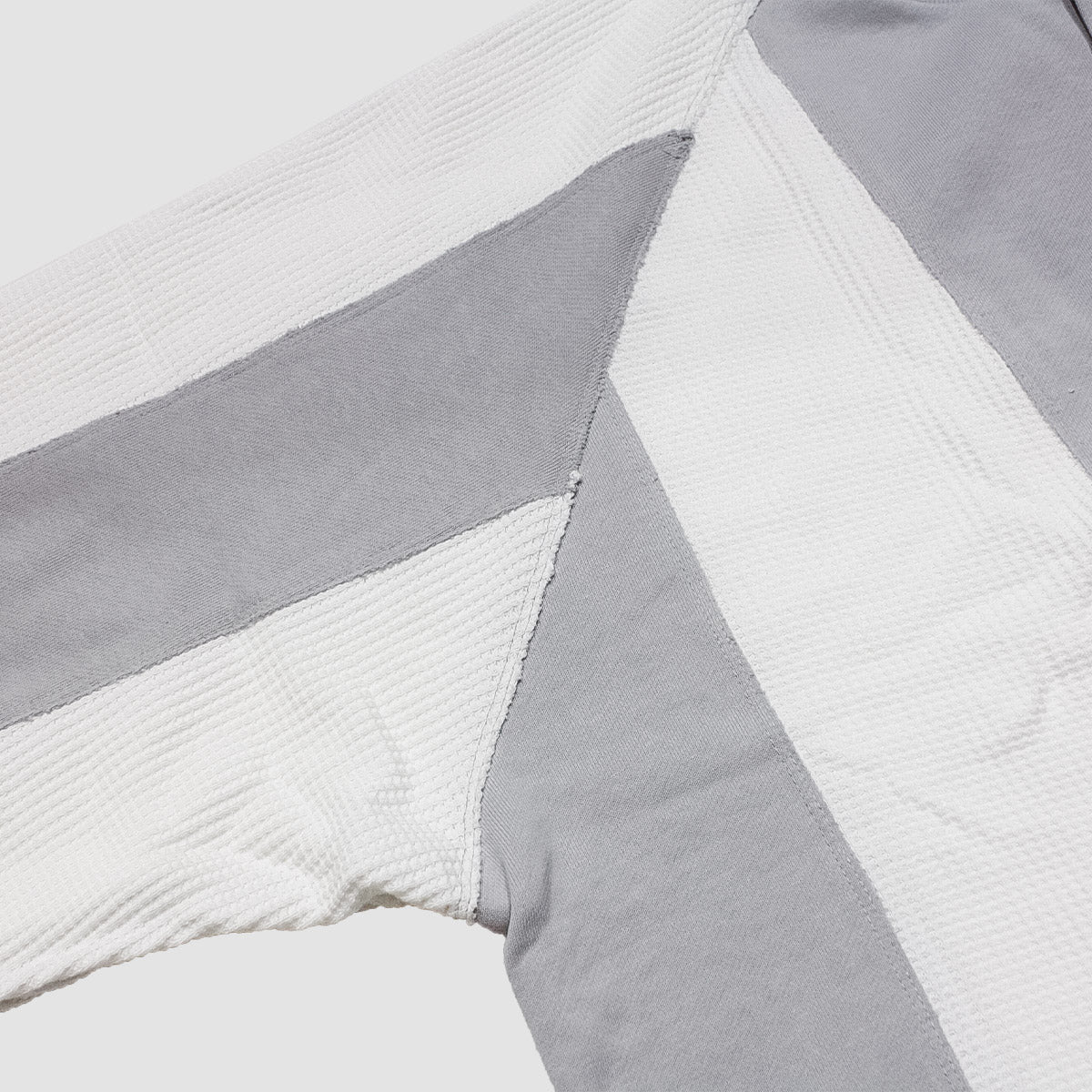 MUZE TURQUOISE LABEL - 【STRIPE HENRY NECK WAFFLE SWEAT】(WHITE×GRAY)ミューズ ヘンリーネック ワッフル スウェット ホワイト グレー
