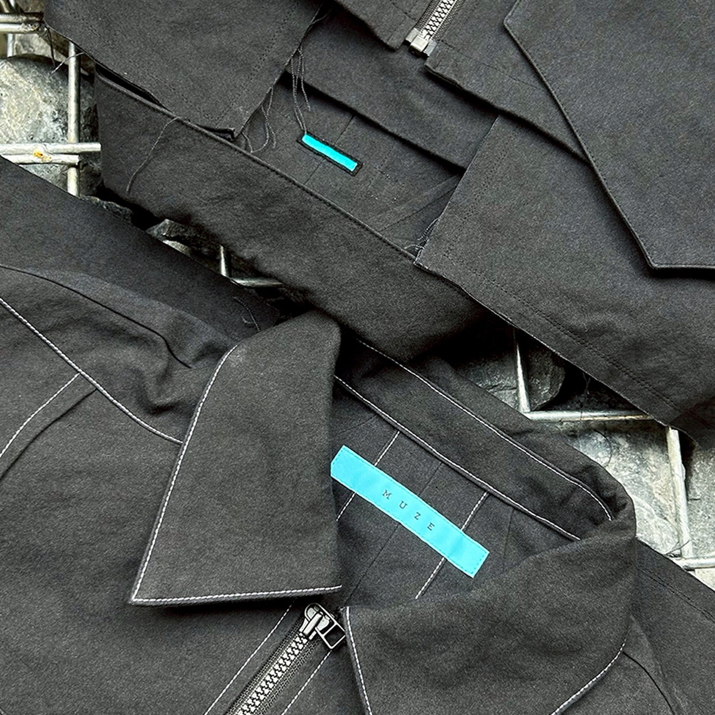 MUZE TURQUOISE LABEL -【FORM FOLLOWS FUNCTION JACKET (BLACK×WHITE)】ミューズ FFF ジャケット ブラック ホワイト