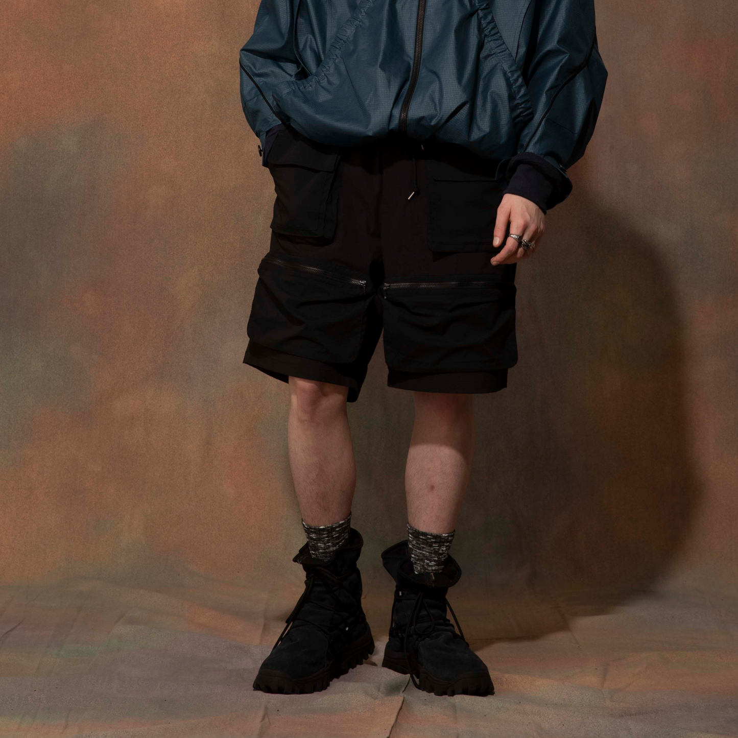 MUZE TURQUOISE LABEL - RIP STOP POCKET SHORTS(BLACK) ミューズ ショーツ ポケット リップストップ ブラック