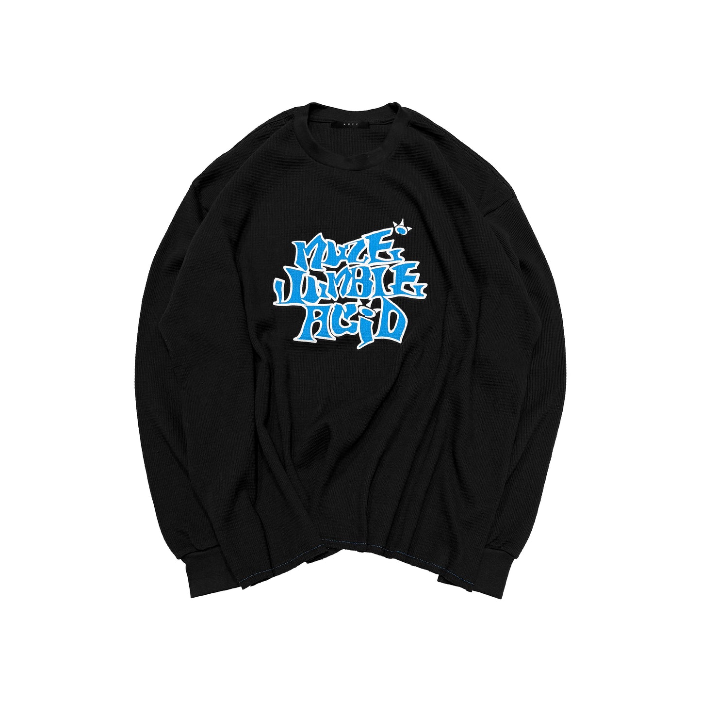 MUZE BLACK LABEL -【MUZE JUMBLE ACID THERMAL L/S TEE(BLACK)】ミューズ サーマル ワッフル ダメージ ブラック