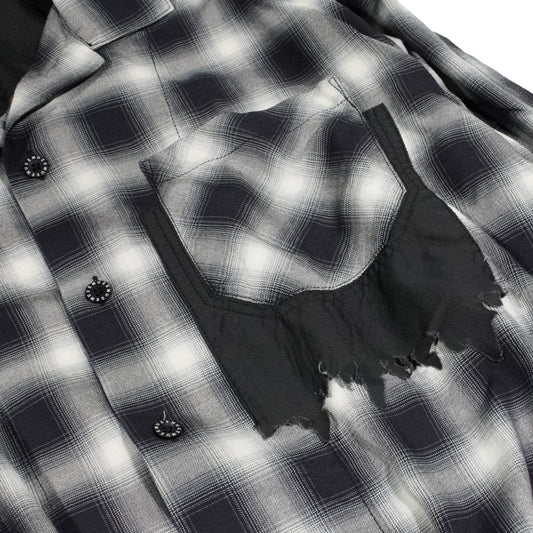 MUZE TURQUOISE LABEL -【RAYON OMBRE CHECK SHIRT(BLACK)】ミューズ レーヨン オンブル チェック シャツ ブラック