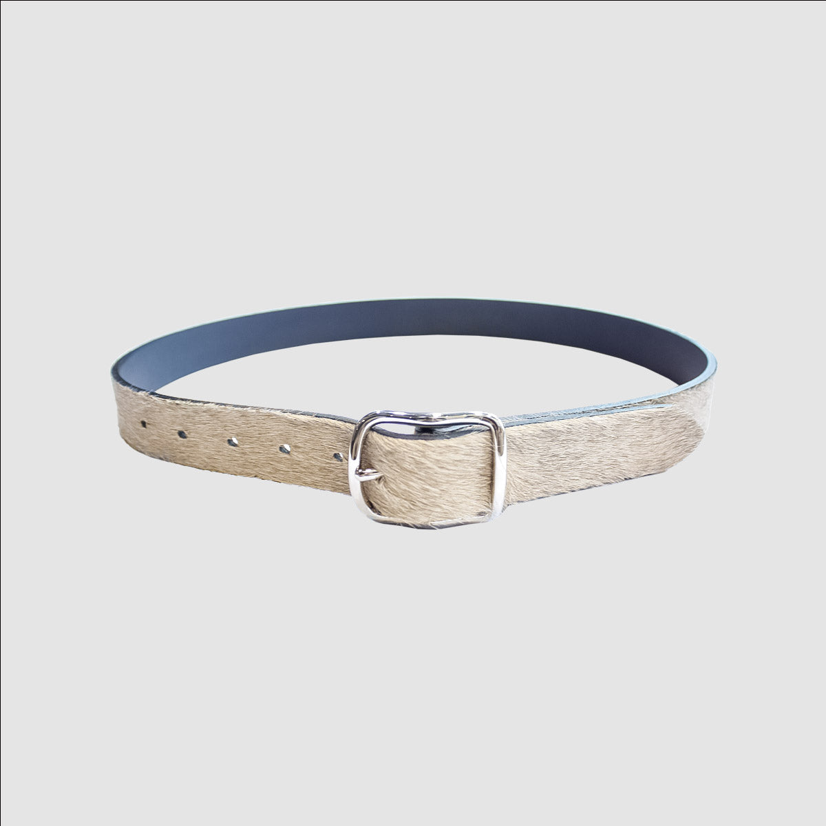 HIDAKA - COWFUR BELT (BEIGE) ヒダカ カウレザーベルト ベージュ
