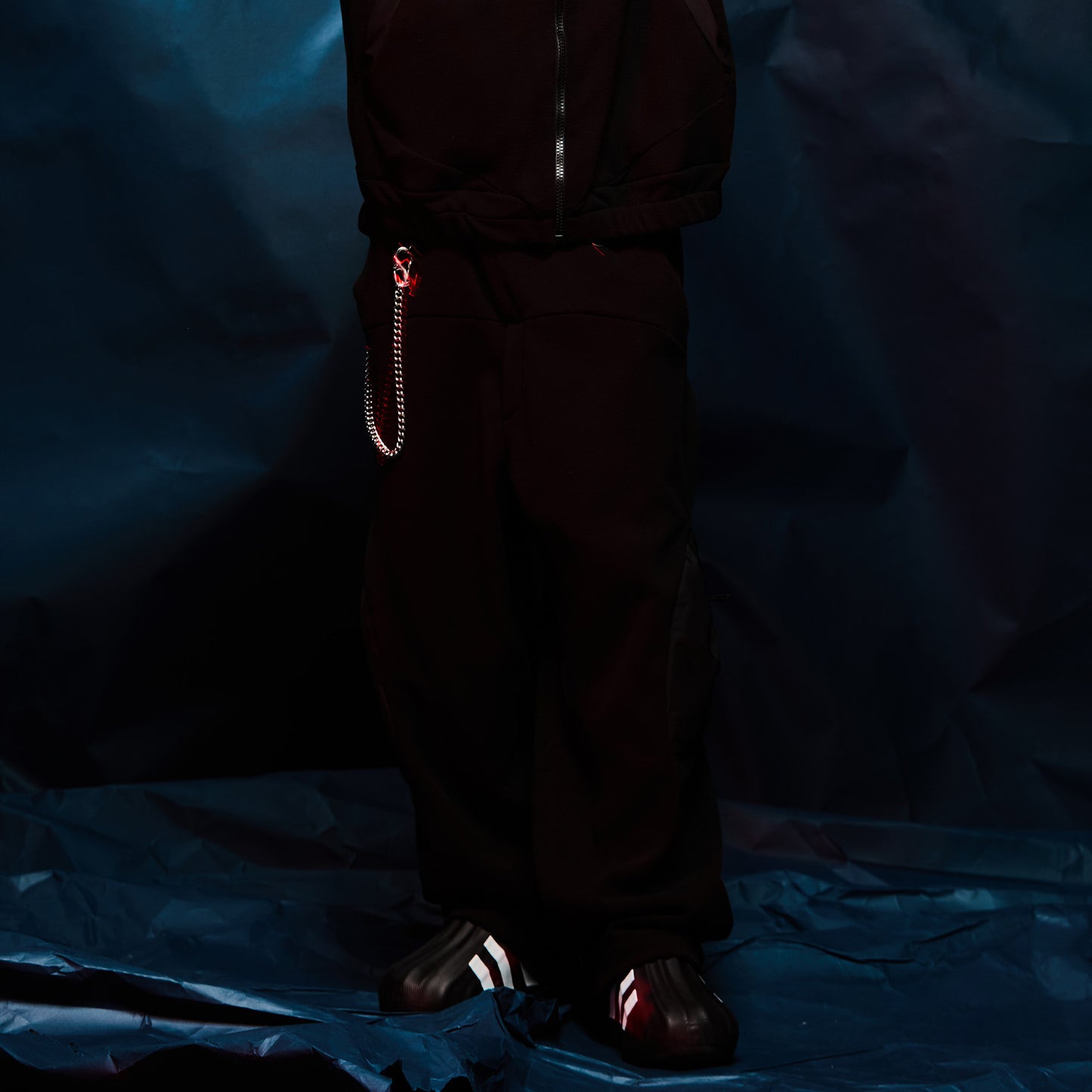MUZE TURQUOISE LBEL -【FLEECE CURVE CARGO PANTS(BLACK)】ミューズ フリース カーブ カーゴパンツ ブラック