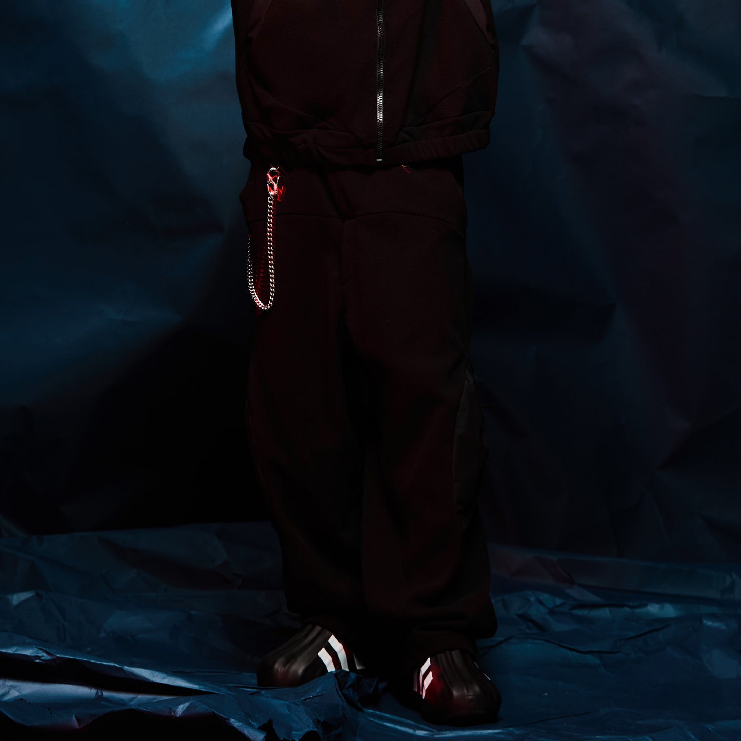 MUZE TURQUOISE LBEL -【FLEECE CURVE CARGO PANTS(BLACK)】ミューズ フリース カーブ カーゴパンツ ブラック
