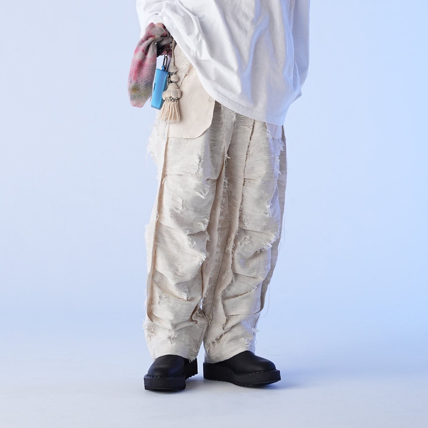 MUZE TURQUOISE LABEL - ×MINUS CUT JACQUARD 3D TROUSERS(OFF WHITE)ミューズ マイナス カットジャガード トラウザー オフホワイト