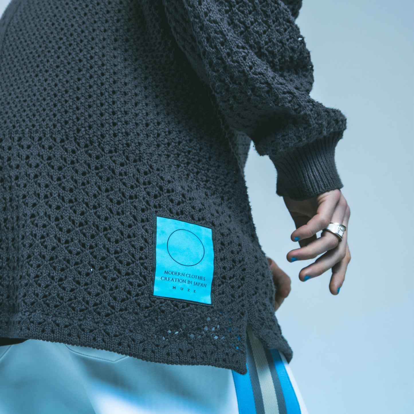 MUZE TURQUOISE LABEL × FACCIES - REC MESH PW LS SH(CHACOAL) ミューズ ファッチーズ 2023年春夏 メッシュシャツ チャコール