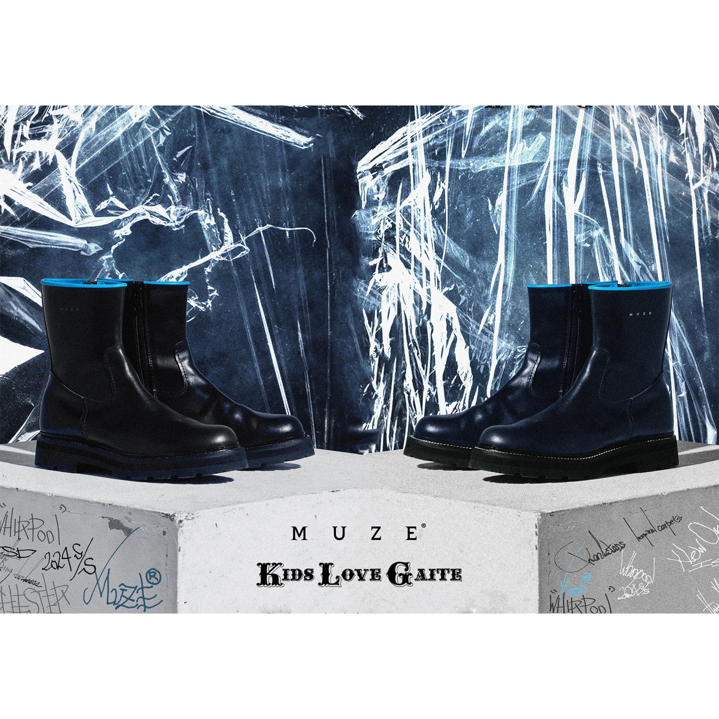 MUZE TURQUOISE LABEL × KIDS LOVE GAITE - SIDE ZIP VIBRAM ARCTIC GRIP BOOTS(NAVY)