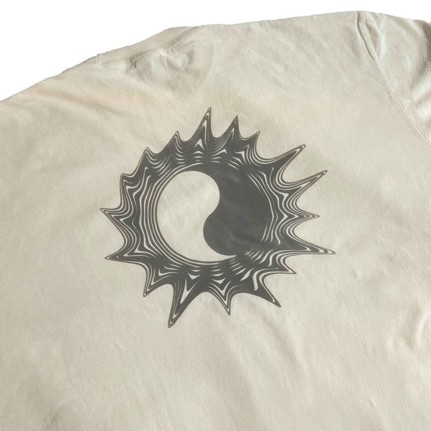 【SECRET SALE】MUZE BLACK LABEL -【ACID YIN-YANG FLOCKY PRINT T-SH(NATURAL)】ミューズ インヤン Tシャツ フロッキー ナチュラル