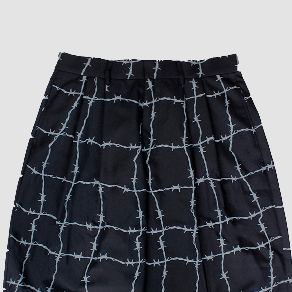MUZE TURQUOISE LABEL - ×el conductorH WIRE CHECK WIDE TROUSERS(TOUGH BLACK POLYESTER)(BLACK)