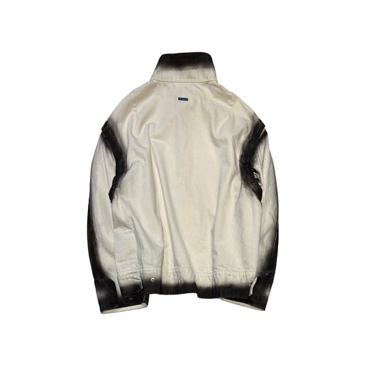 MUZE TURQUOISE LABEL -【2WAY SPRAY DENIM ZIP BLOUSON(WHITE)】ミューズ スプレー デニム ジップ ブルゾン ベスト ホワイト