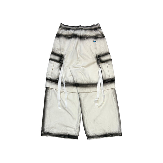 MUZE TURQUOISE LABEL -【2WAY SPRAY DENIM CARGO PANTS(WHITE)】ミューズ スプレー デニム カーゴ パンツ ホワイト