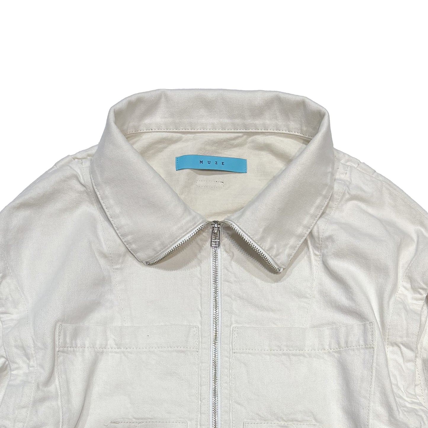 MUZE TURQUOISE LABEL -【2WAY DENIM ZIP BLOUSON(WHITE)】ミューズ デニム ジップ ブルゾン ベスト ホワイト