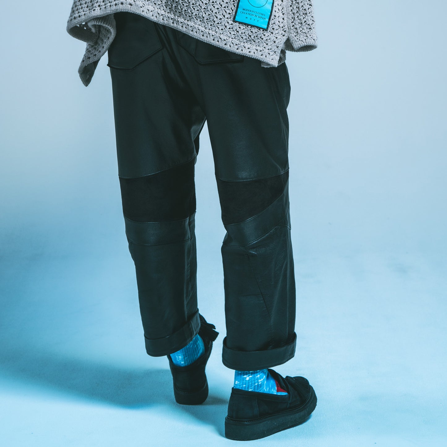 MUZE TURQUOISE LABEL - CIRCUIT WIDE LEATHER TROUSERS(BLACK) ミューズ 2022年秋冬コレクション レザー トラウザーズ ブラック