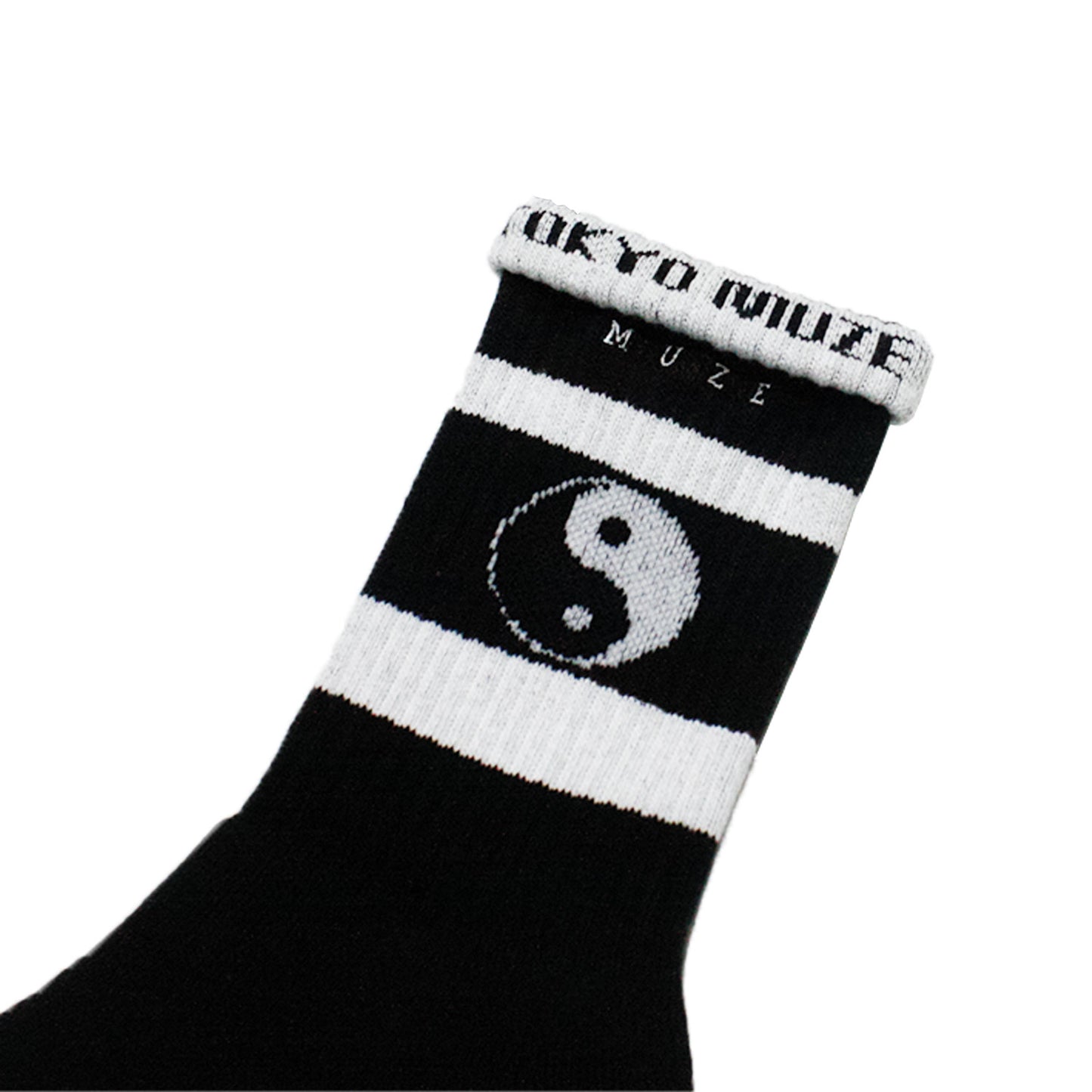 MUZE -【MUZE LOGO YIN-YANG SOX(BLACK × WHITE)】ミューズ ロゴ インヤン ソックス ブラック ホワイト