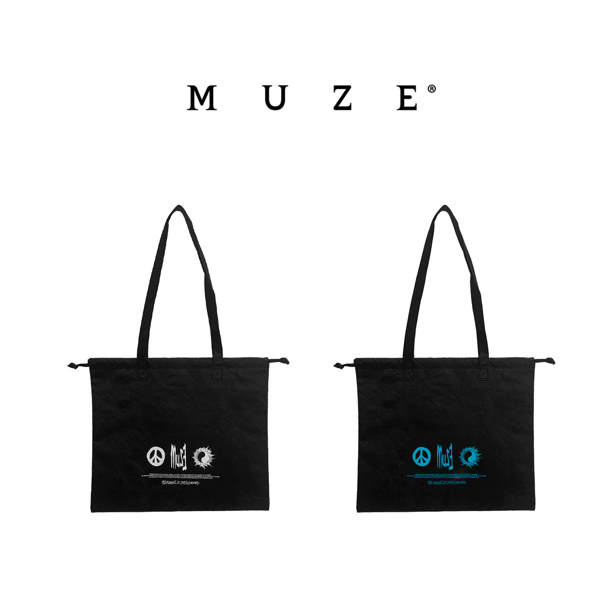 MUZE -【MUZE Tyveck®︎ PURSE TOTE BAG(BLACK×WHITE)】ミューズ タイベック 巾着 トート バッグ ブラック ホワイト