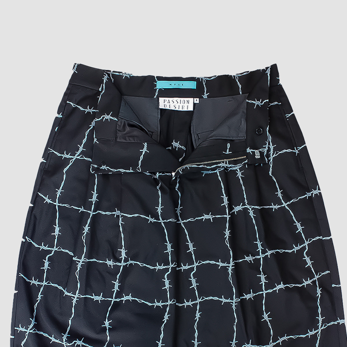 MUZE TURQUOISE LABEL - ×el conductorH WIRE CHECK WIDE TROUSERS(TOUGH BLACK POLYESTER)(BLACK)