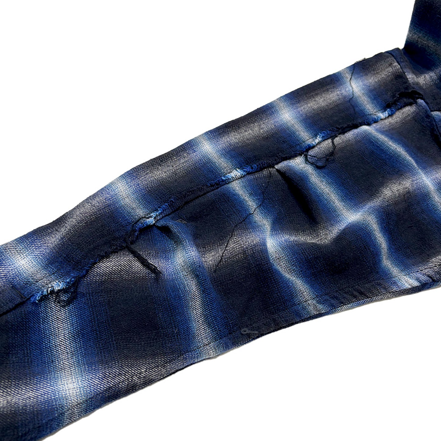 MUZE TURQUOISE LABEL -【CRASHED OMBRE CHECK SHIRT(BLUE)】ミューズ オンブレ チェック シャツ クラッシュ ダメージ ブルー