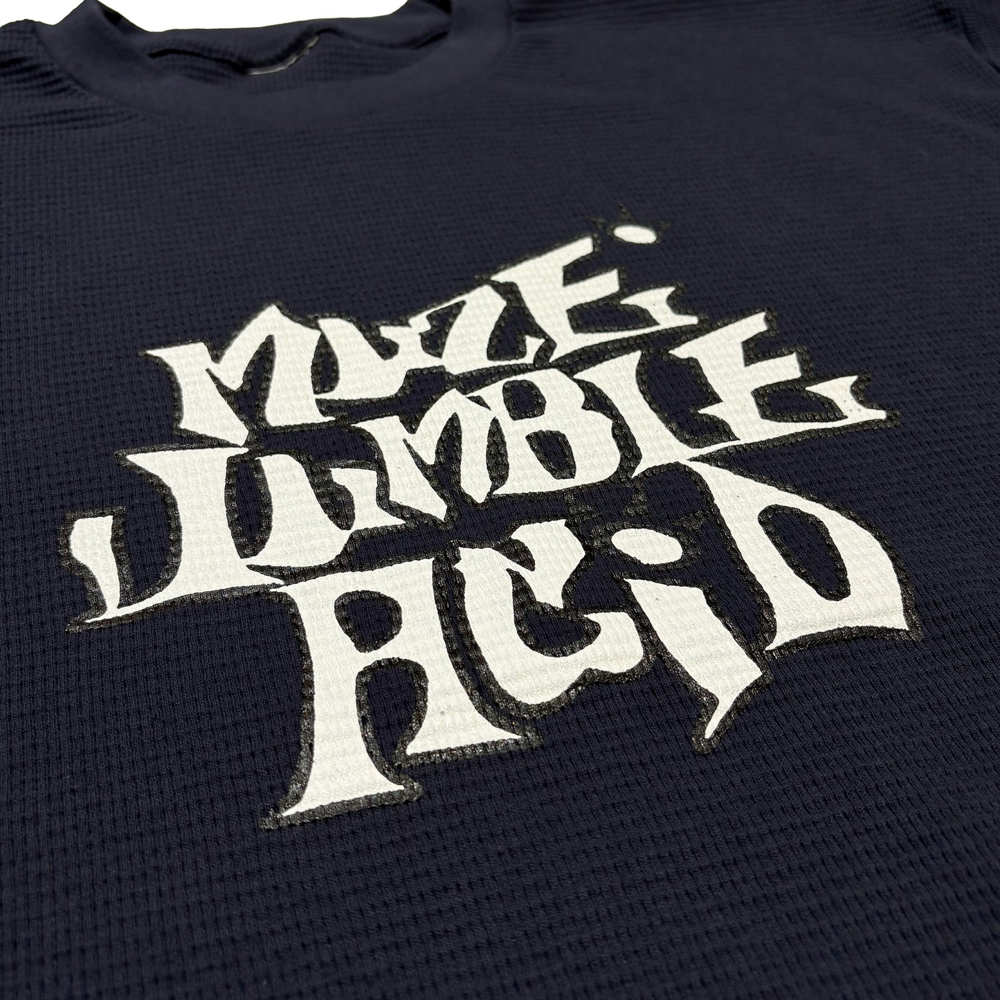MUZE BLACK LABEL -【MUZE JUMBLE ACID THERMAL L/S TEE(NAVY)】ミューズ サーマル ワッフル Tシャツ ダメージ ネイビー